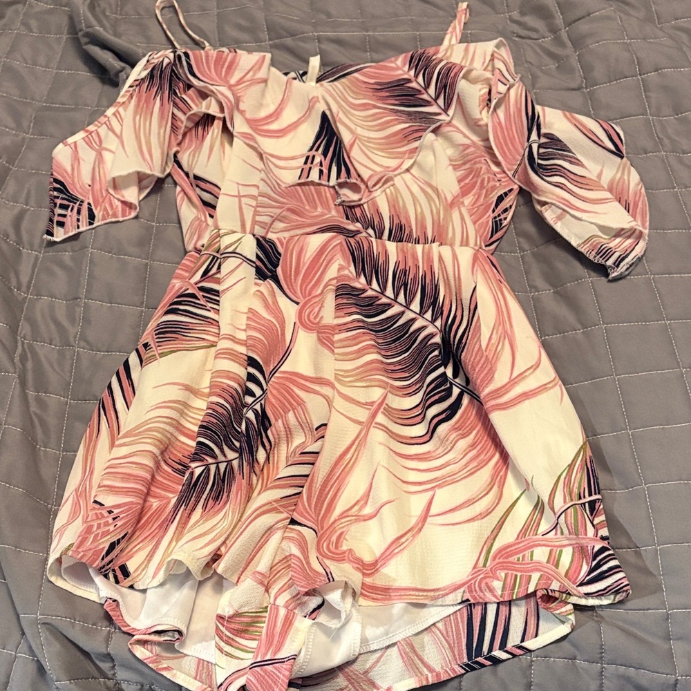 Tropical Print Off the shoulder romper NEW